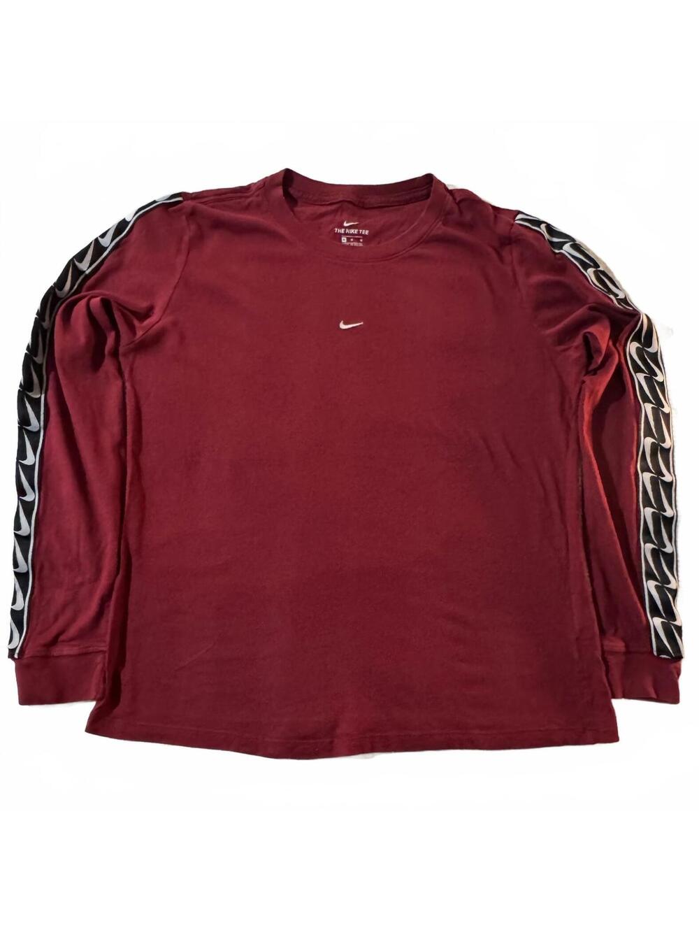 Nike The Nike Tee, burgundy with logo tape sleeves(0248)